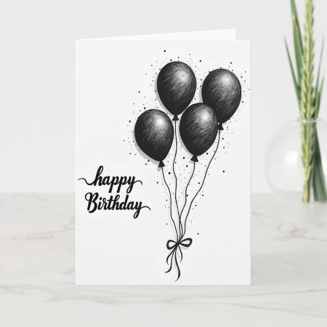 Tarjeta de cumpleaños de esferas monocromas (Anverso)