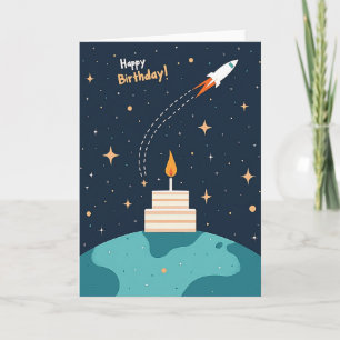 Tarjeta de cumpleaños de espacio caprichoso