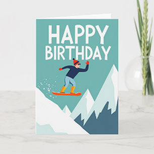Tarjeta de cumpleaños de esquiador de invierno