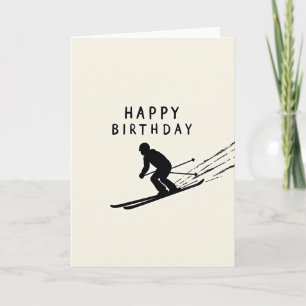 Tarjeta de cumpleaños de esquiador enérgico
