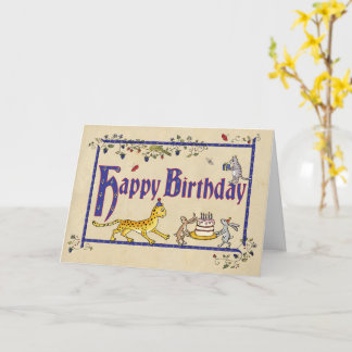 Tarjeta de cumpleaños de estilo medieval con leopa