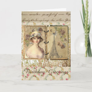 Tarjeta De Cumpleaños De Estilo Vintage Para Mujer