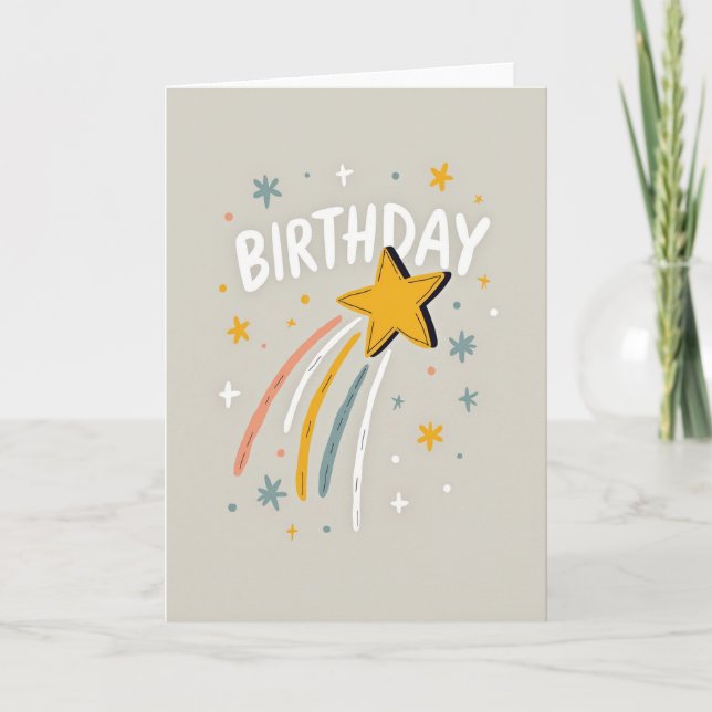 Tarjeta de cumpleaños de estrella caprichosa (Anverso)