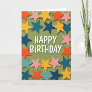 Tarjeta de cumpleaños de estrella colorida