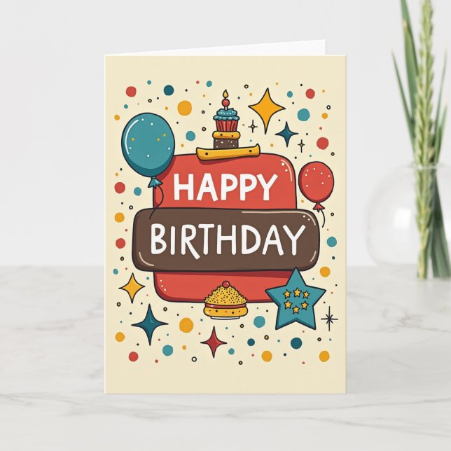 Tarjeta de cumpleaños de estrella juguetona (Anverso)