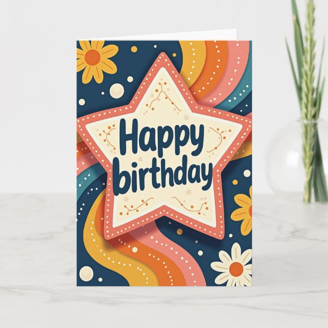 Tarjeta de cumpleaños de estrella texturizada (Anverso)