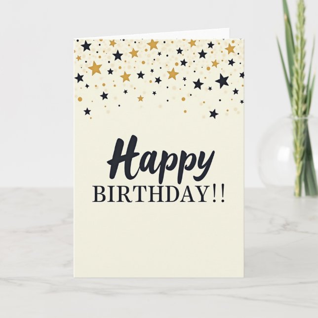 Tarjeta de cumpleaños de estrellas doradas (Anverso)