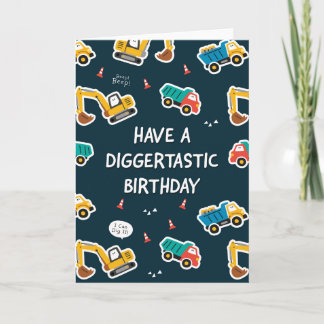 Tarjeta de cumpleaños de excavadora para niños