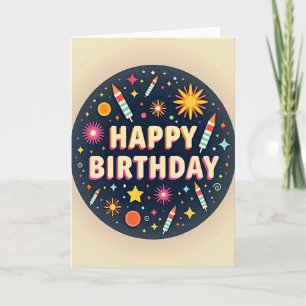 Tarjeta de cumpleaños de explosión de cohete