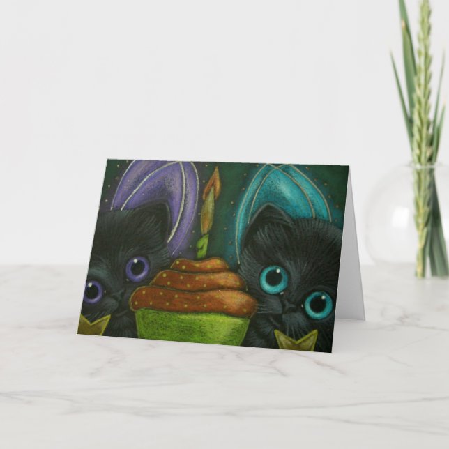 Tarjeta de cumpleaños de FAIRY KITTENS (Anverso)