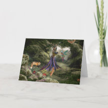 Tarjeta de cumpleaños de fantasía forestal de todo