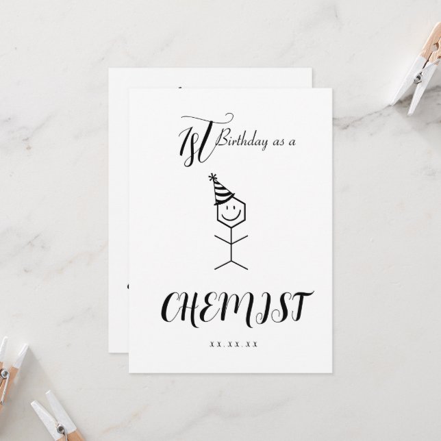 Tarjeta de cumpleaños de farmacia química moderna  (Anverso/Reverso In Situ)