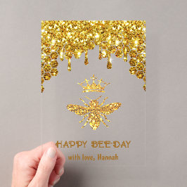 tarjeta de cumpleaños de faux purpurina Queen Bee