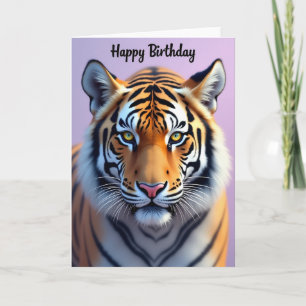 Tarjeta de cumpleaños de felino a rayas dulce