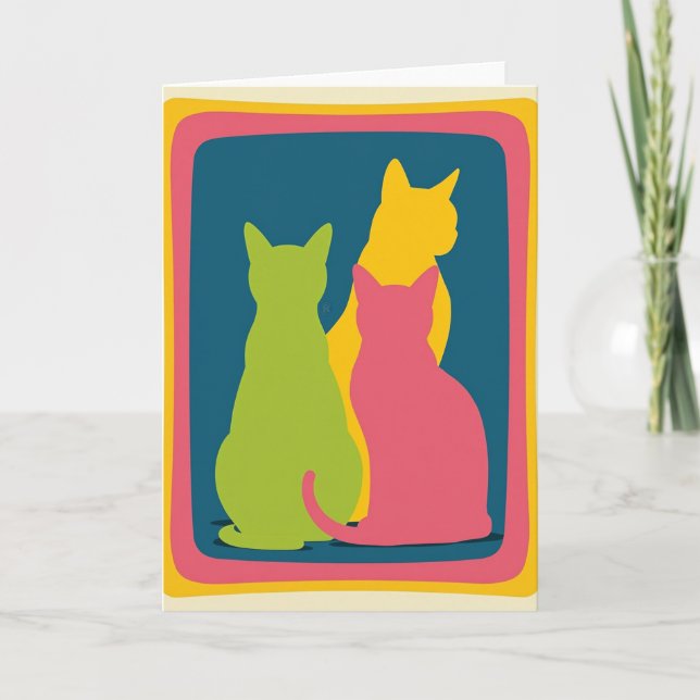 Tarjeta de cumpleaños de felino abstracto (Anverso)