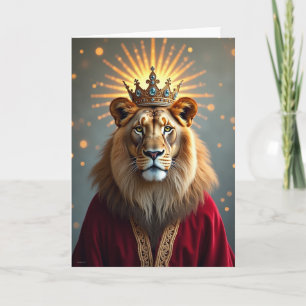 Tarjeta de cumpleaños de felino coronado