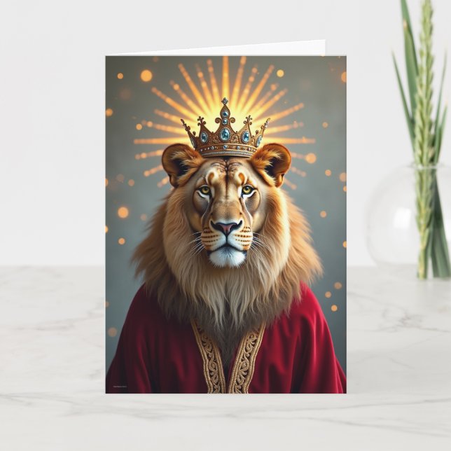 Tarjeta de cumpleaños de felino coronado (Anverso)