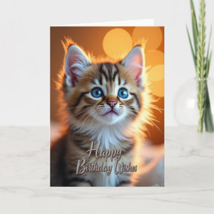 Tarjeta de cumpleaños de felino dorado