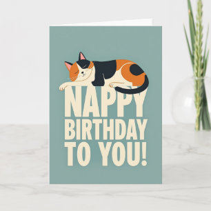 Tarjeta de cumpleaños de felino dormido soñador