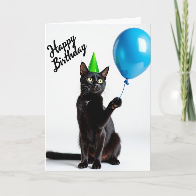 Tarjeta de cumpleaños de felino festivo (Anverso)