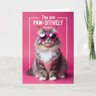 Tarjeta de cumpleaños de felino fucsia