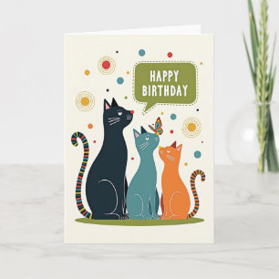 Tarjeta de cumpleaños de felino insecto