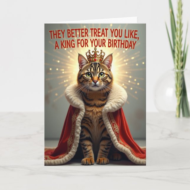 Tarjeta de cumpleaños de felino majestuoso (Anverso)