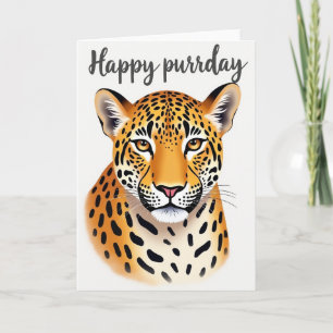 Tarjeta de cumpleaños de felino manchado alegre