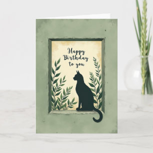Tarjeta de cumpleaños de felino rústico