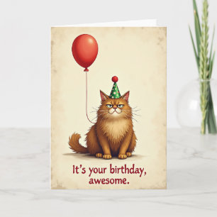 Tarjeta de cumpleaños de felino sardónico
