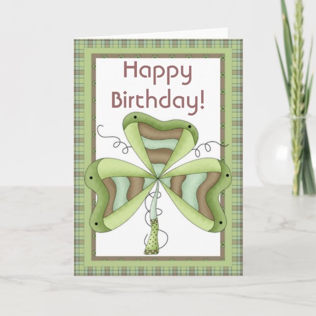 Tarjeta de cumpleaños de Feliz Marzo de Shamrock 1 (Anverso)