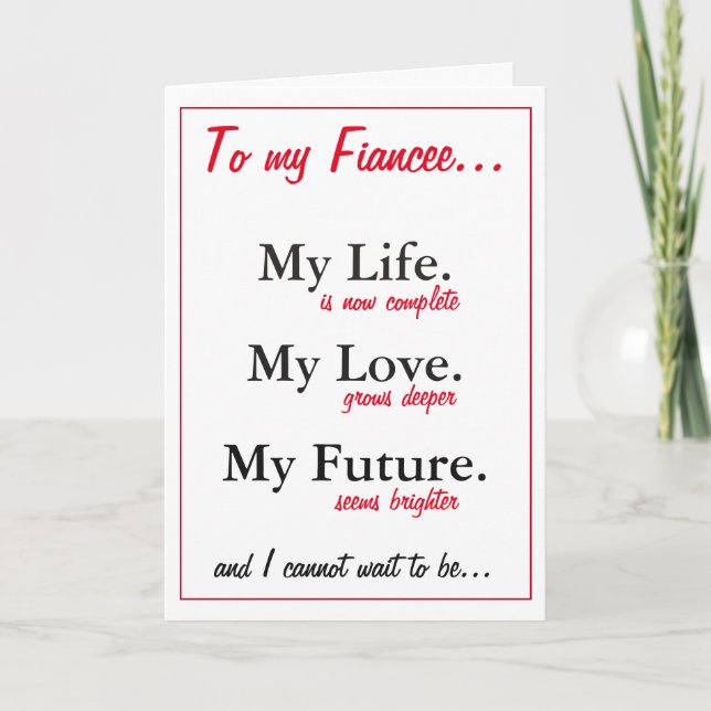 Tarjeta de cumpleaños de Fiancee. Amor. del marido (Anverso)