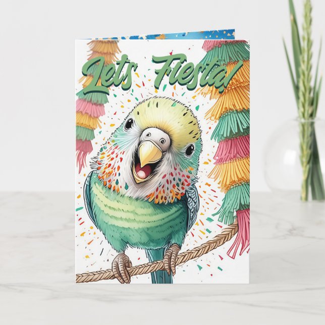 Tarjeta de cumpleaños de Fiesta Budgie - Cute Piña (Anverso)