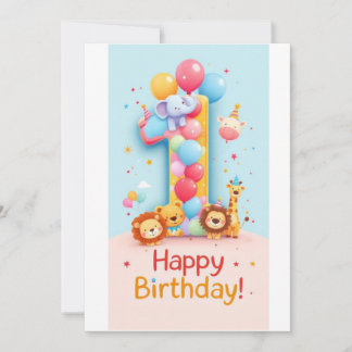 Tarjeta de cumpleaños de Fiesta Safari de un año