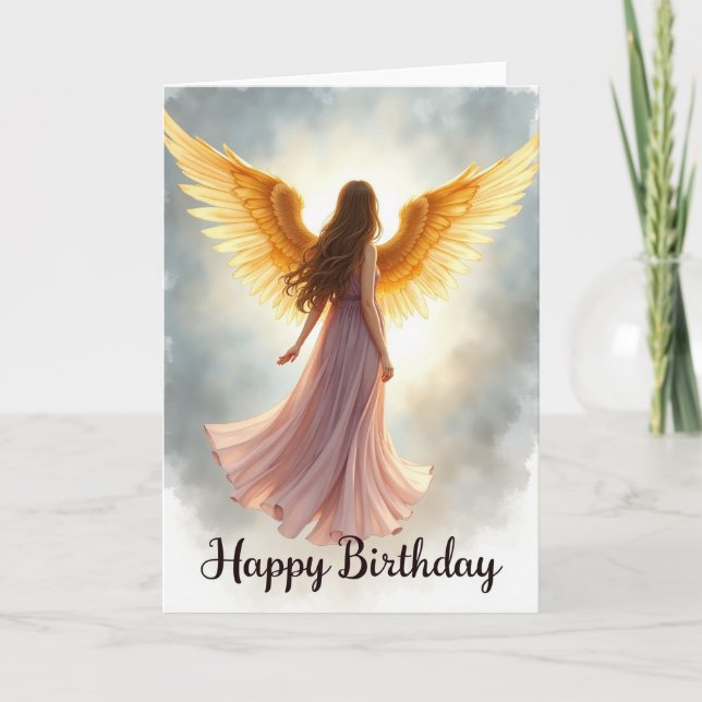 Tarjeta de cumpleaños de figura alada (Anverso)