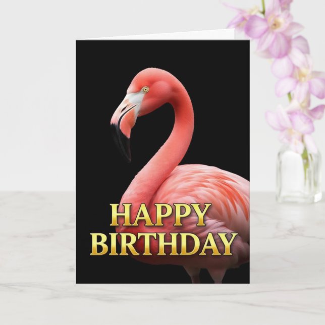 TARJETA DE CUMPLEAÑOS DE FLAMENCO EN PRIMER PLANO  (Orquídea)