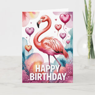 Tarjeta de cumpleaños de flamenco rosa encantador