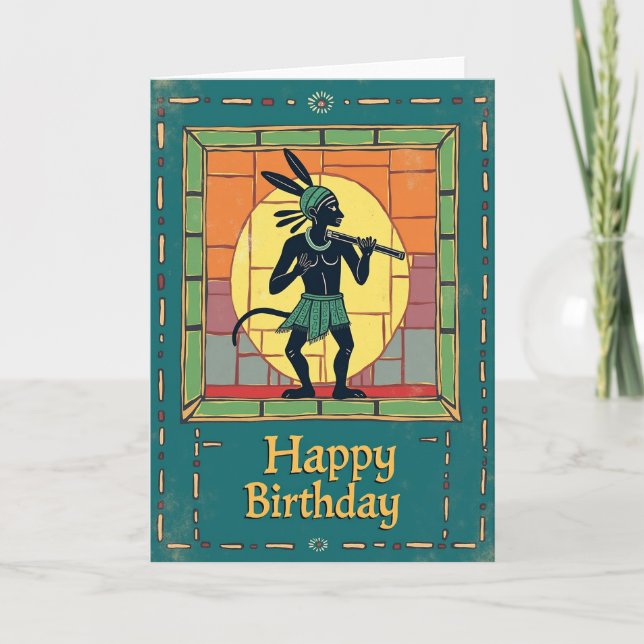 Tarjeta de cumpleaños de flauta dorada (Anverso)