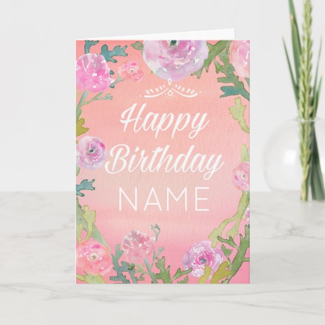 Tarjeta de cumpleaños de flor acuática (Anverso)