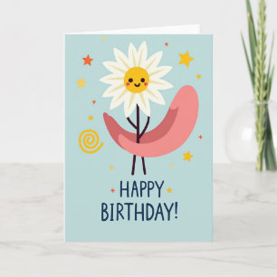 Tarjeta de cumpleaños de flor alegre