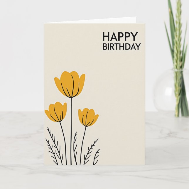 Tarjeta de cumpleaños de flor amarilla (Anverso)
