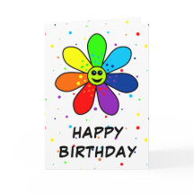 Tarjeta de cumpleaños de flor arco iris