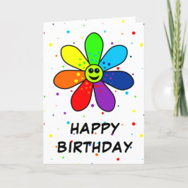 Tarjeta de cumpleaños de flor arco iris