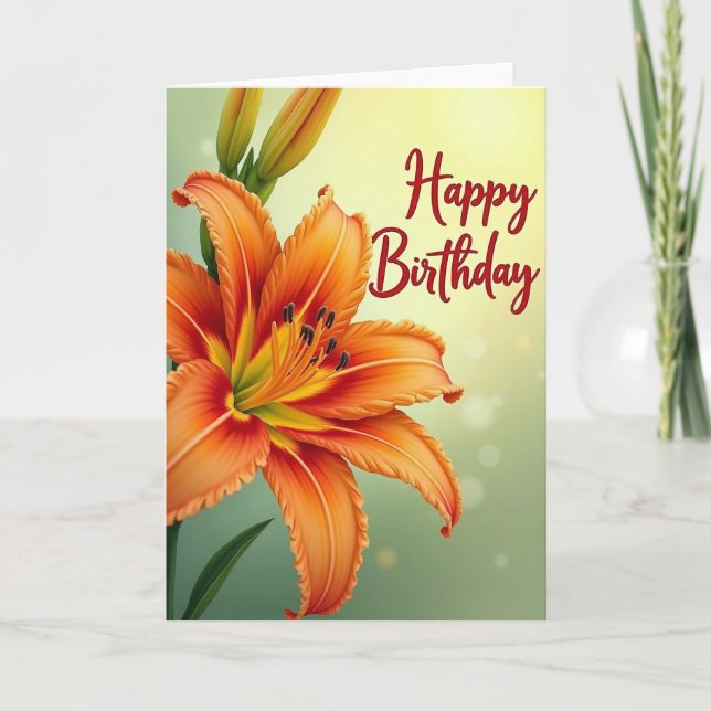 Tarjeta de cumpleaños de flor arrugada (Anverso)