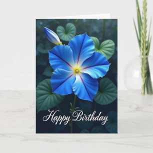 Tarjeta de cumpleaños de flor azul vívida