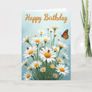 Tarjeta de cumpleaños de flor blanca alegre