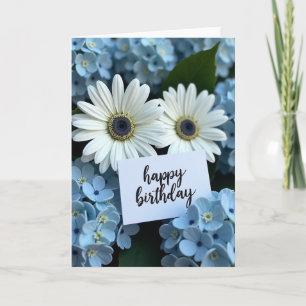 Tarjeta de cumpleaños de flor blanca elegante