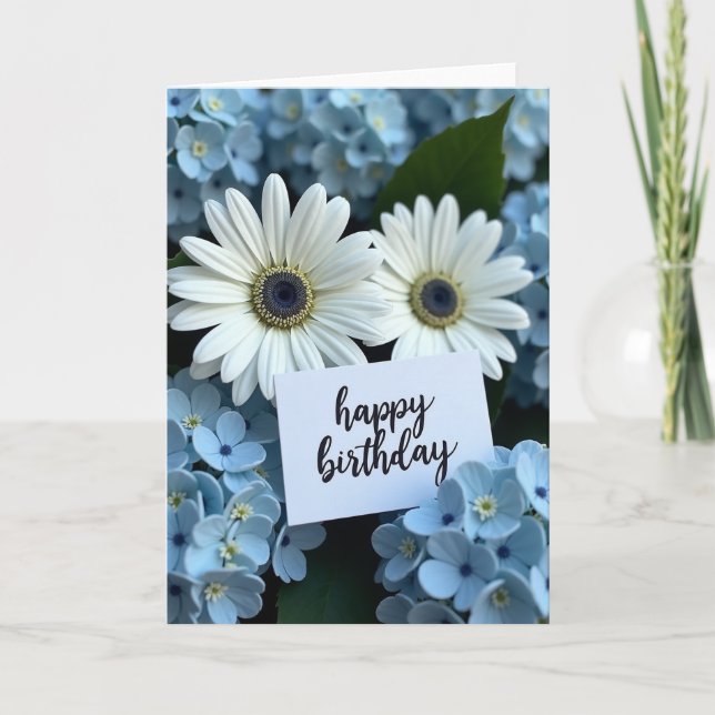Tarjeta de cumpleaños de flor blanca elegante (Anverso)