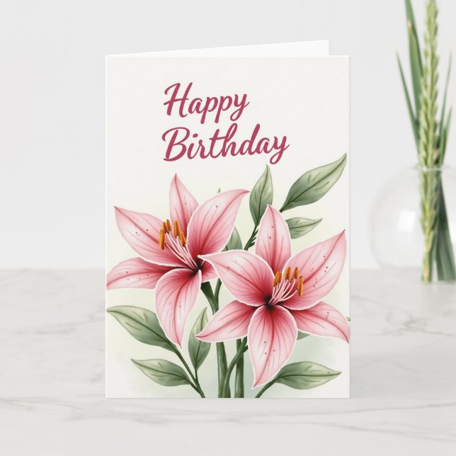 Tarjeta de cumpleaños de flor con gradiente (Anverso)