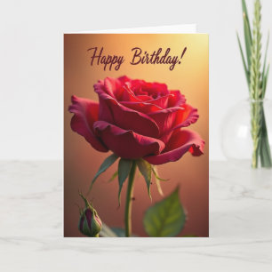 Tarjeta de cumpleaños de flor crimson elegante